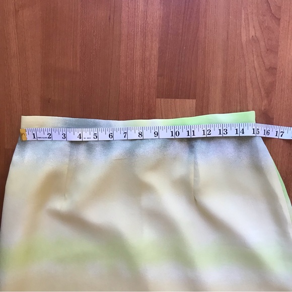 PERSONI | Y2K MIDI Skirt w/ Tie Dye Watercolour Print in Green & Yellow Size L - Picture 12 of 16